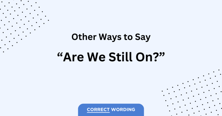 13 Alternatives to “Are We Still On?”