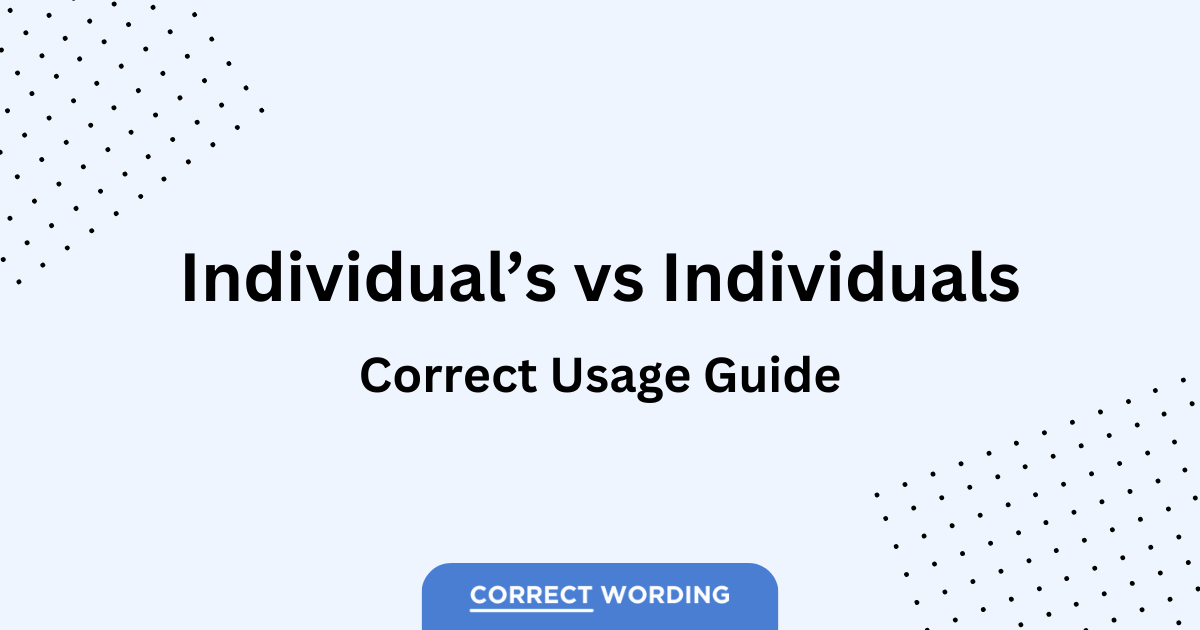 individuals usage guide