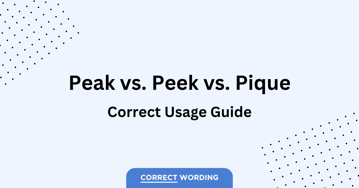 peak peek pique usage guide