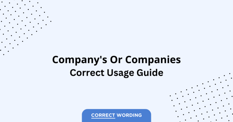 Company's vs. Companies - Which is Correct?