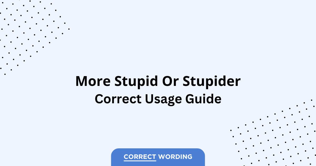 Stupider vs. More Stupid – Which is Correct?
