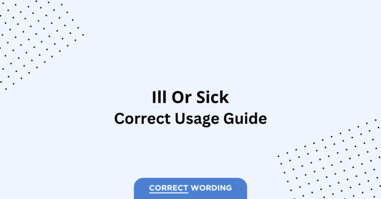 THINKING PROCESS The user wants a title in the format: `[Word 1] vs. [Word 2] - Which is Correct?` The two words are "ill" and "sick". I need to capitalize them correctly. So, "Ill" and "Sick". The format will be: `Ill vs. Sick - Which is Correct?`
