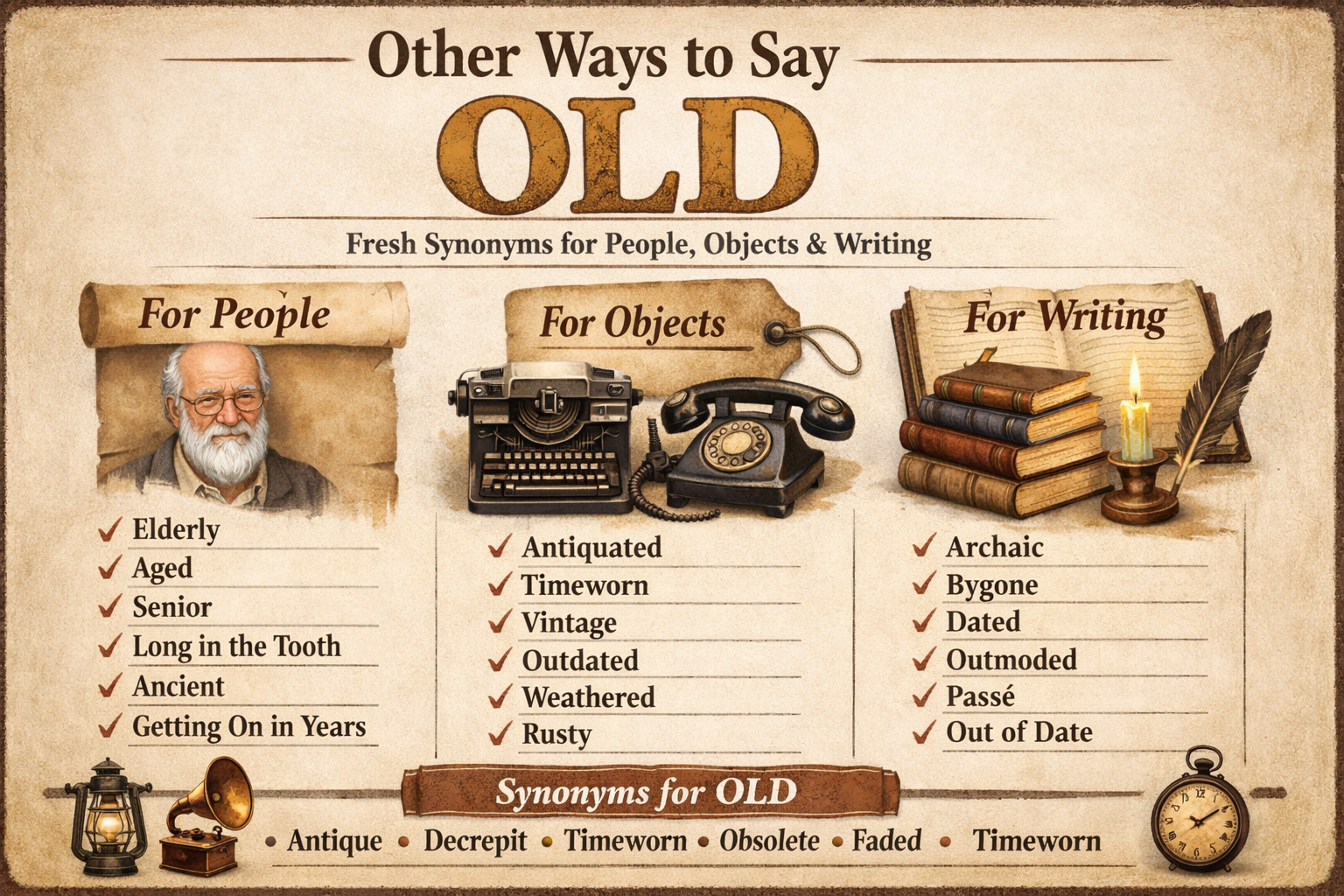Other Ways to Say Old: Fresh Synonyms for People, Objects & Writing