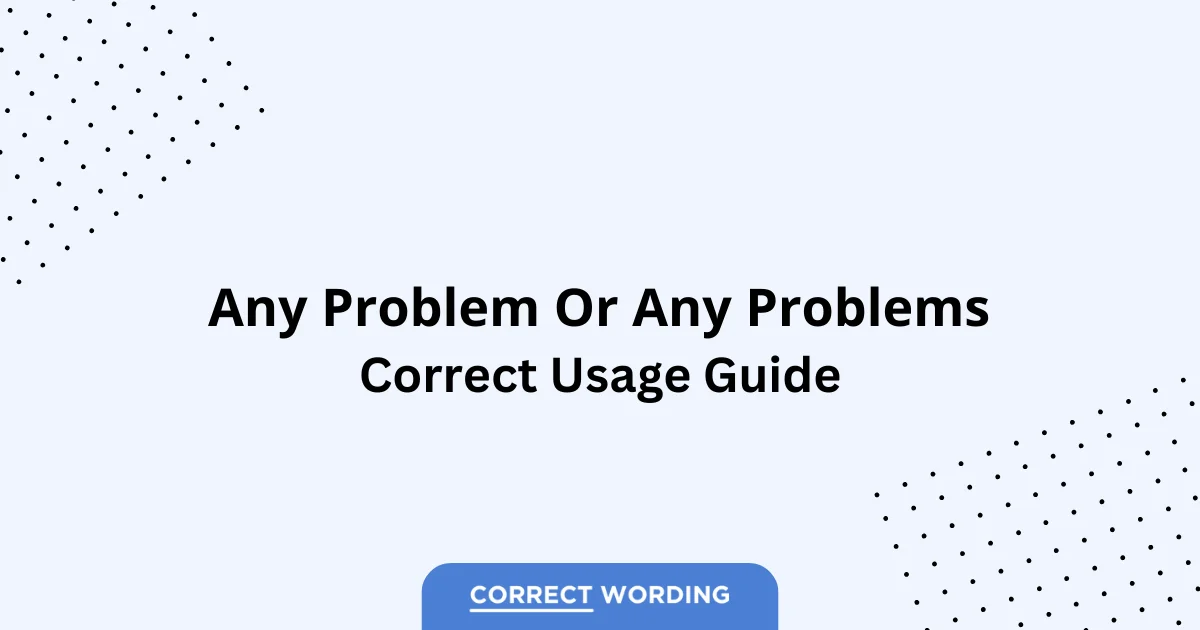 Any Problem vs. Any Problems - Which is Correct?