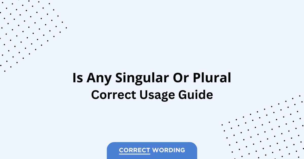 Any Singular vs. Any Plural - Which is Correct?