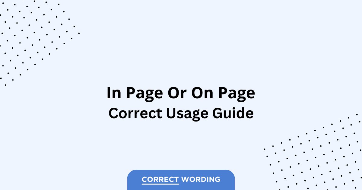 In Page vs. On Page - Which is Correct?