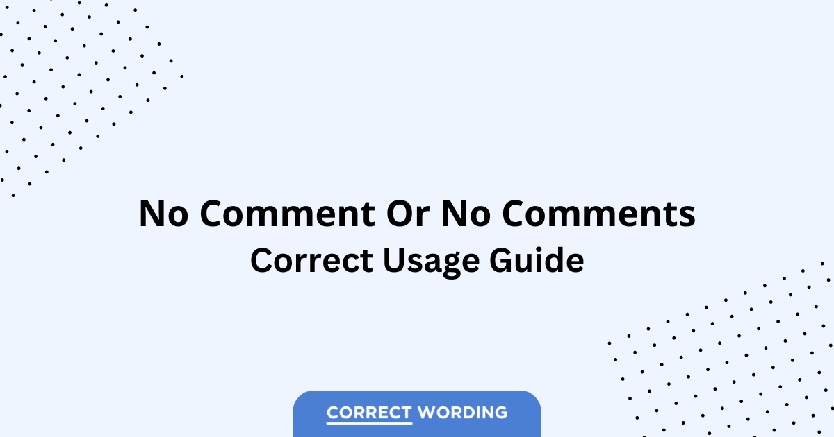 No Comment vs. No Comments - Which is Correct?