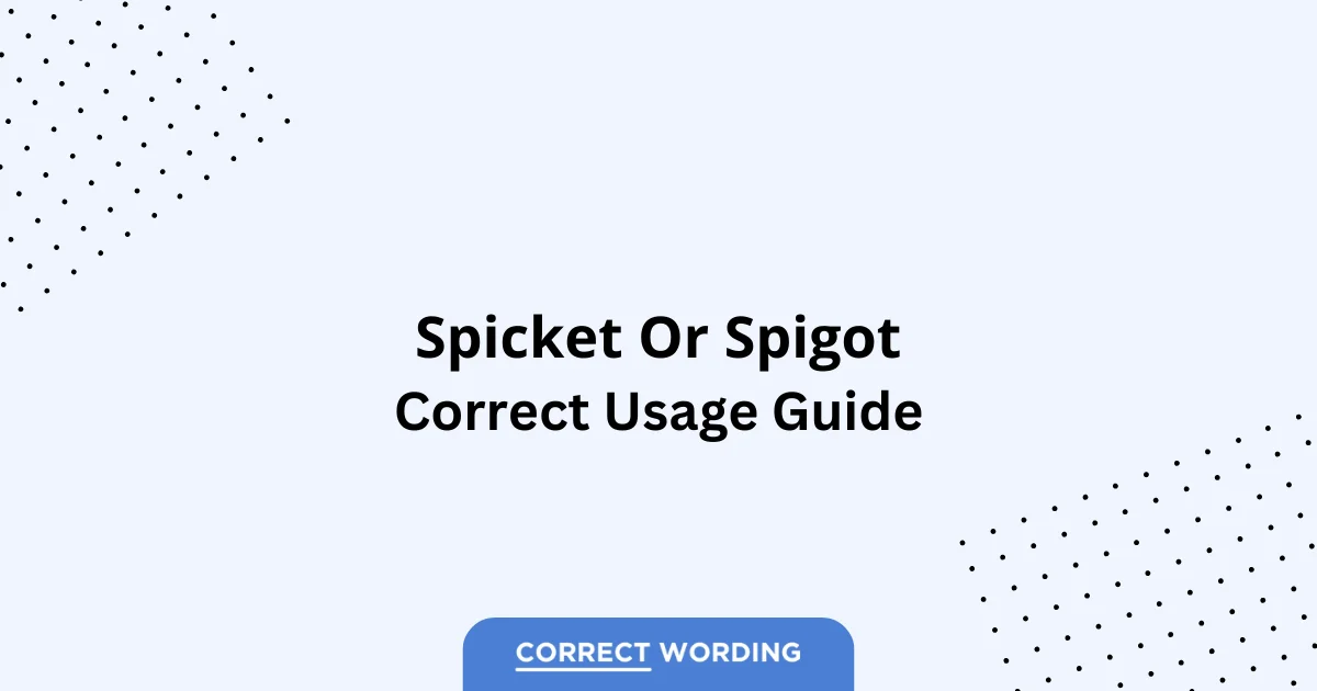 Spicket vs. Spigot - Which is Correct?