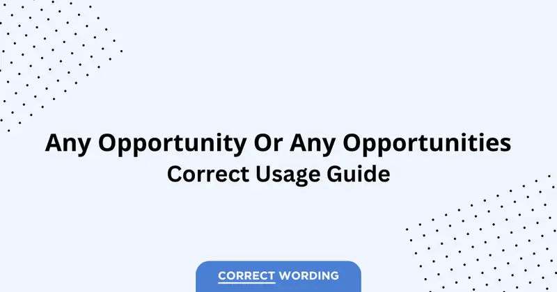 Any Opportunity vs. Any Opportunities - Which is Correct?