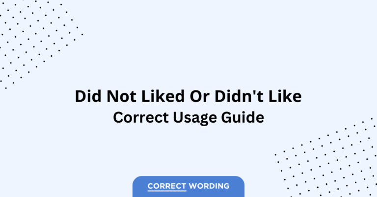 Did Not Liked vs. Didn't Like - Which is Correct?