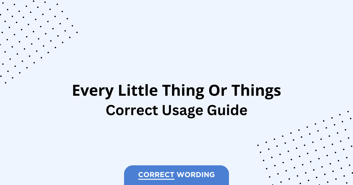 Every Little Thing vs. Every Little Things - Which is Correct?