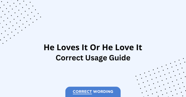 He Loves It vs. He Love It - Which is Correct?