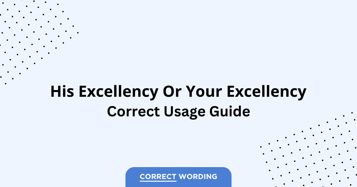 His Excellency vs. Your Excellency - Which is Correct?
