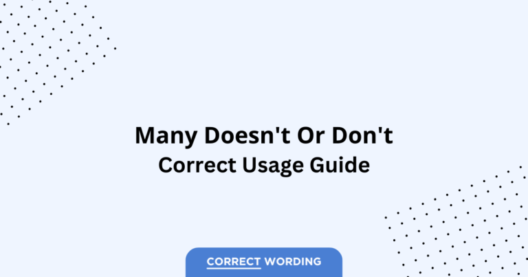 Many Doesn't vs. Many Don't - Which is Correct?