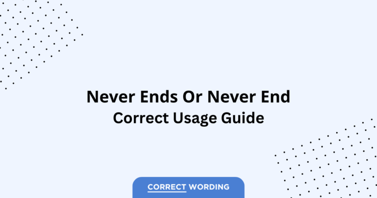 Never Ends vs. Never End - Which is Correct?