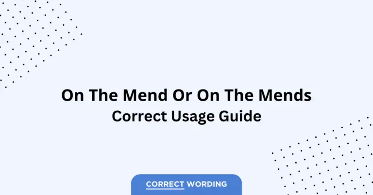 On the Mend vs. On the Mends - Which is Correct?
