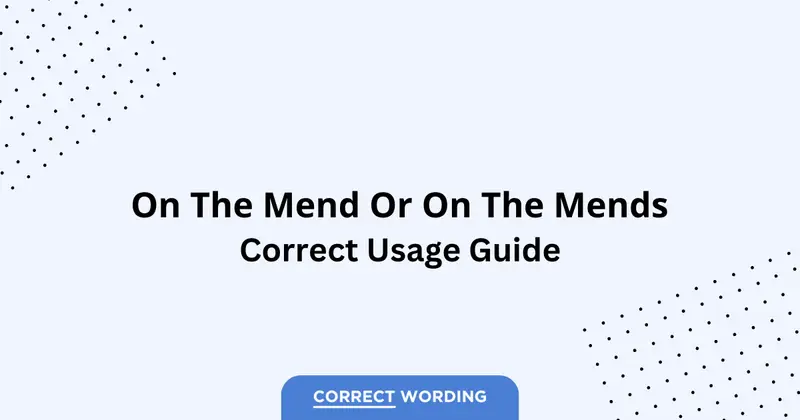 On the Mend vs. On the Mends - Which is Correct?