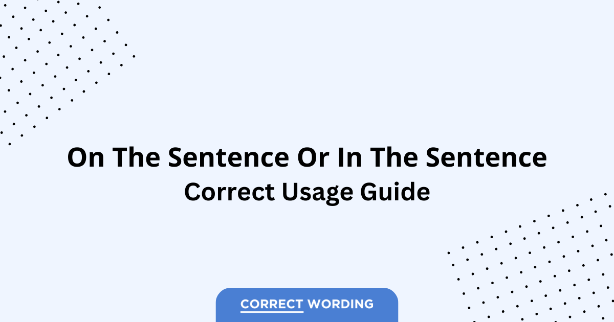 On the Sentence vs. In the Sentence - Which is Correct?