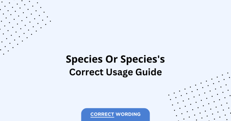 Species vs. Species's - Which is Correct?