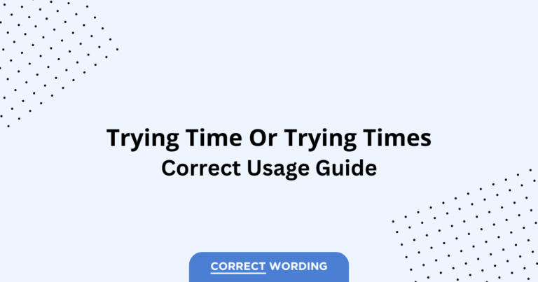 Trying Time vs. Trying Times - Which is Correct?