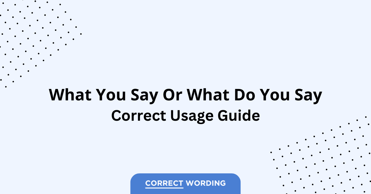 What You Say vs. What Do You Say - Which is Correct?
