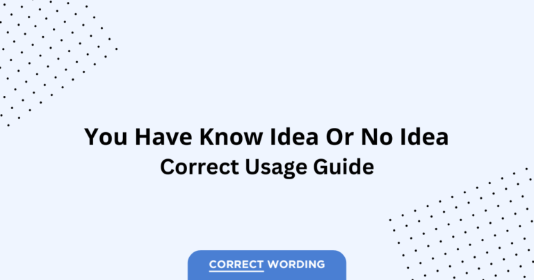 You Have Know Idea vs. No Idea - Which is Correct?
