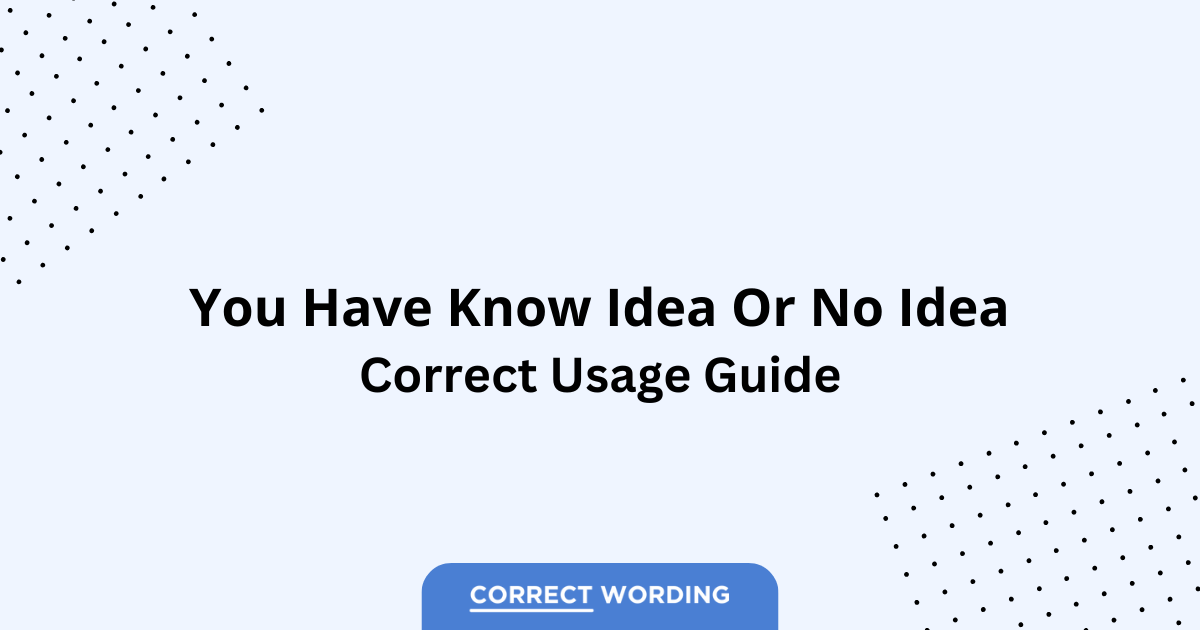 You Have Know Idea vs. No Idea - Which is Correct?